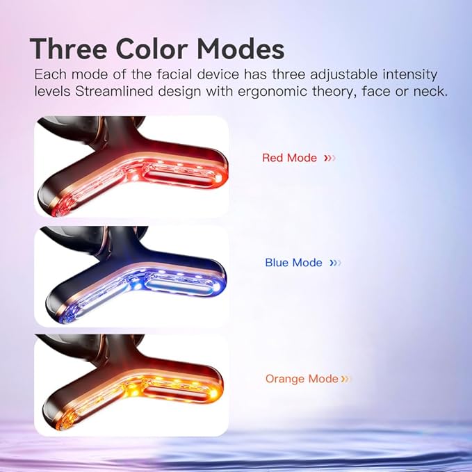 Facial Beauty Device for Face and Neck 3 Color Facial Massager for Skin Care with Thermal Vibration Black
