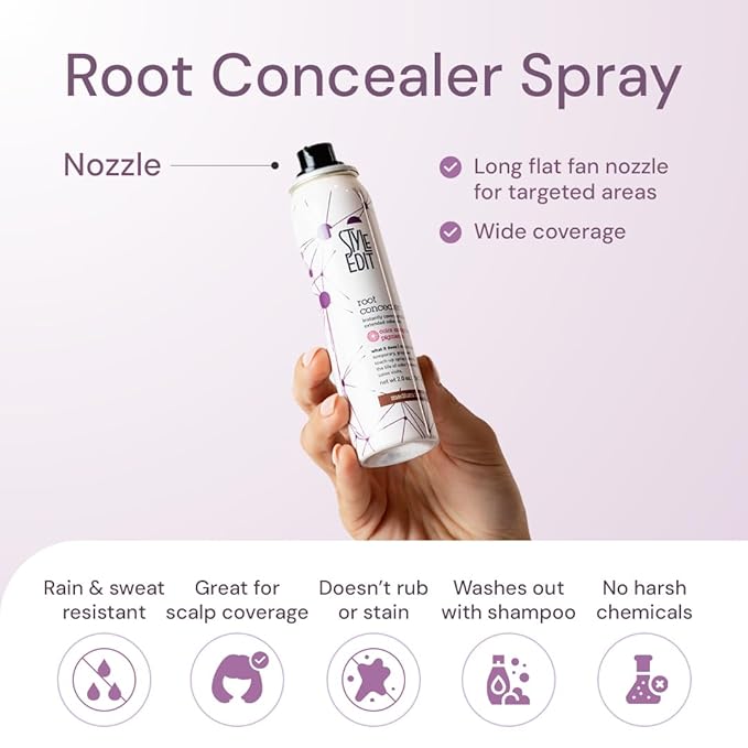 Style Edit Travel Essentials Hair Duo Root Concealer Spray Full Size &amp Travel Size | Instant Gray Root Concealer for Grays and Roots Coverage | Medium Brown