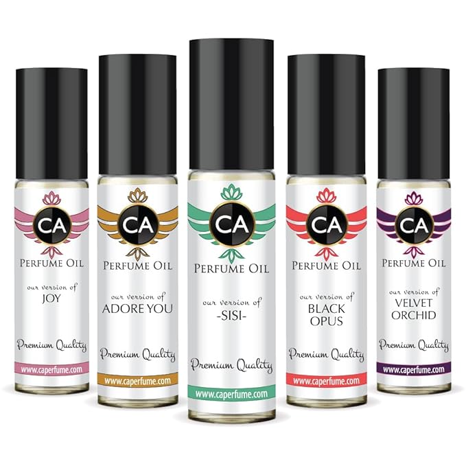 CA Perfume Best Winter Women Set Impression of (Black Opus + Joy + Adore You+ Sisi + Velvet Orchid) Fragrance Body Oils Roll-On (0.3 Fl Oz/10 ml)-X5