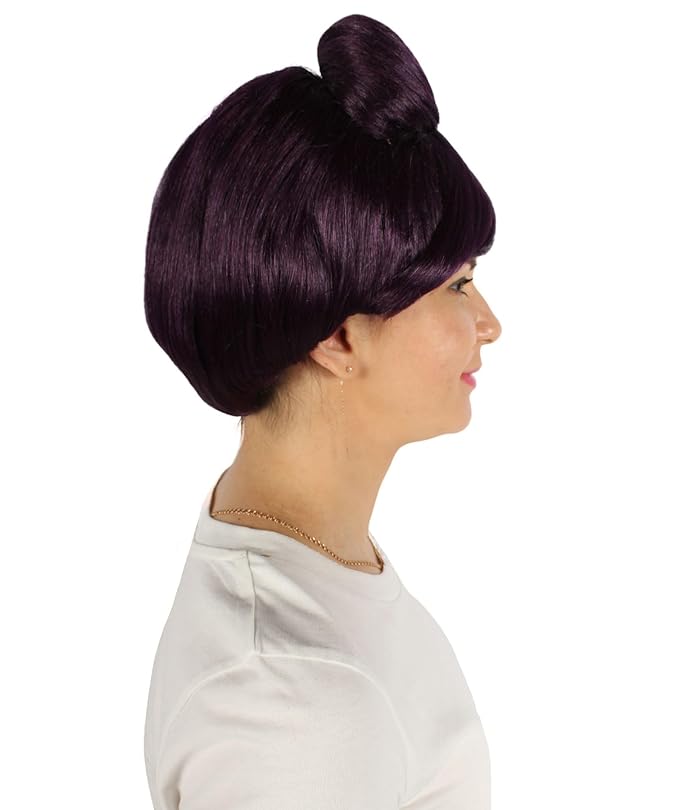 Women's Premium Bun Wig - Adjustable Capless Hair extensions with Realistic Synthetic Fibers - Multi-Color Elegant Bun Hairpiece for Halloween Cosplay and Everyday Wear Dark Purple