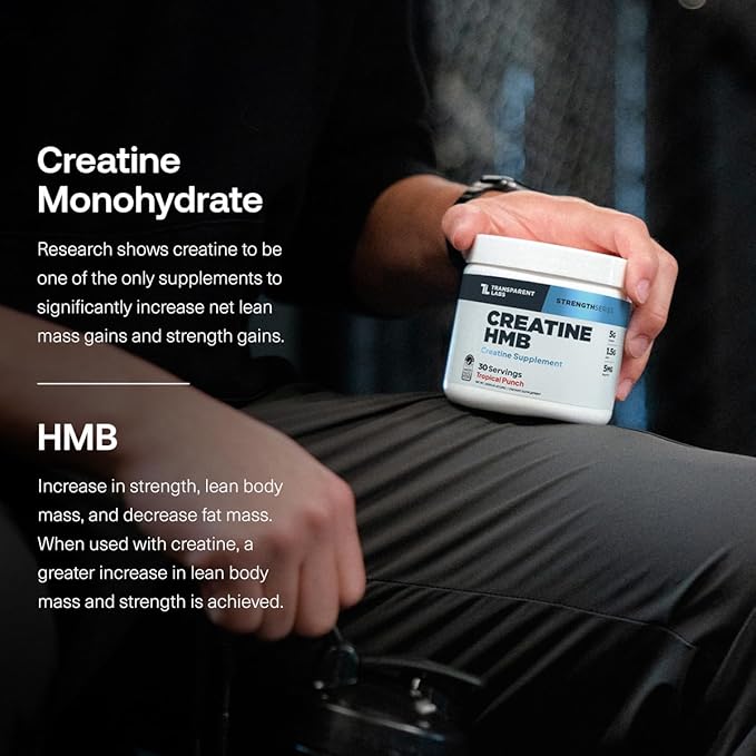 Transparent Labs Creatine HMB - Creatine Monohydrate Powder with HMB for Muscle Growth Increased Strength Enhanced Energy Output and Improved Athletic Performance - 30 Servings Unflavored