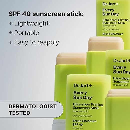 Dr.Jart+ Every Sun Day Invisible Korean Priming Sunscreen Stick SPF 40 with Hyaluronic Acid | Glides Over Makeup | Korean Skincare | Travel Size 0.67 Ounce