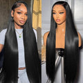 26 Inch Straight Lace Front Wigs Human Hair 13x6 HD Transparent Lace Front Human Hair Wigs for Women Glueless Brazilian Virgin Hair Lace Frontal Wig 200% Density Pre Plucked