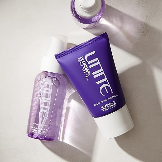 UNITE Hair - BLONDA Fix - Ultra-Violet Treatment for Blonde Gray &amp Highlighted Hair - Repairs Strengthens &amp Tones - Prevents Damage &amp Reduces Blow Dry Time 4 Fl Oz