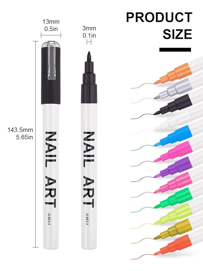 12 Color 3D Nail Art Pens Set Kalolary Nail Point Graffiti Dotting Pen Drawing Painting Liner Brush for DIY Nail Art Beauty Adorn Manicure Tools