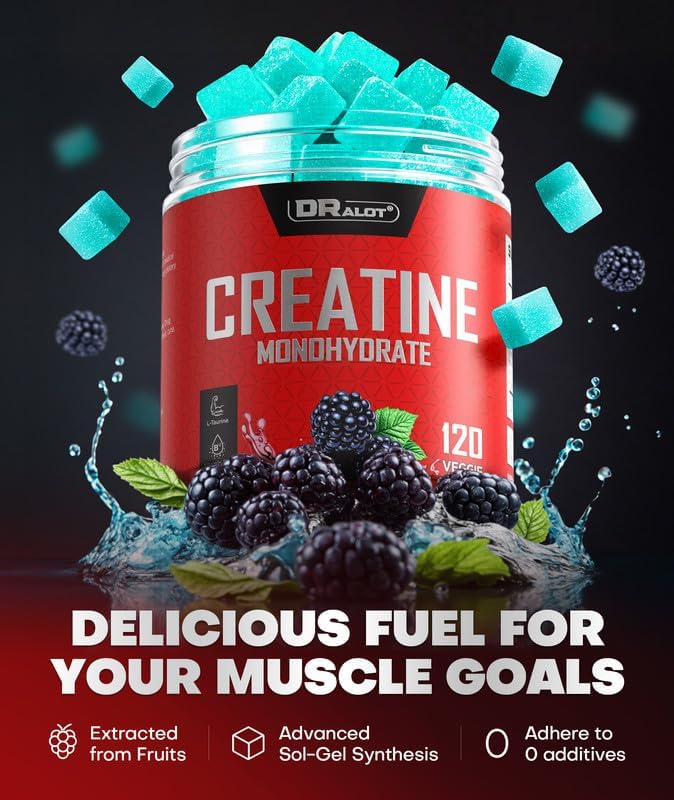 99.99% Creatine Monohydrate Gummies More 15% Strength 5X Energy &amp Muscle Support Pre-Workout Complex Creatine for Women &amp Men with 5000mg Creatine L-Taurine B12 Mg and K Vegan