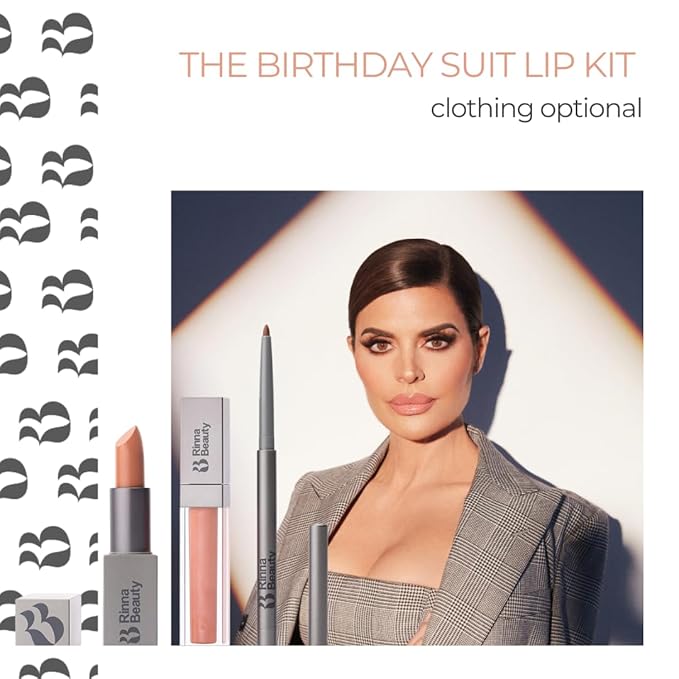 Rinna Beauty Icon Lip Kit - Birthday Suit - All-in-one Lip Kit Includes Lipstick Lip Gloss and Lip Liner - TRUE NUDE look - Vegan Long-lasting Anti-aging &amp Moisturizing Cruelty-Free - 1 each