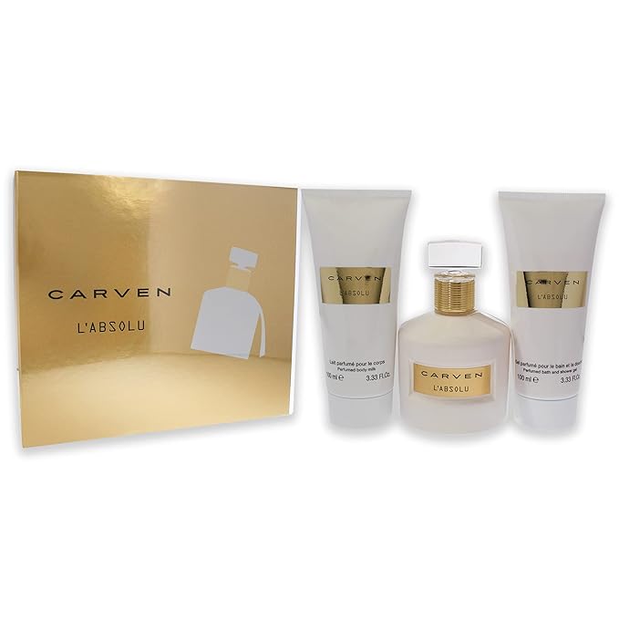 Carven LAbsolu for Women - 3 Pc Gift Set 3.33oz EDP Spray 3.33oz Perfumed Body Milk 3.33oz Perfumed Bath and Shower Gel