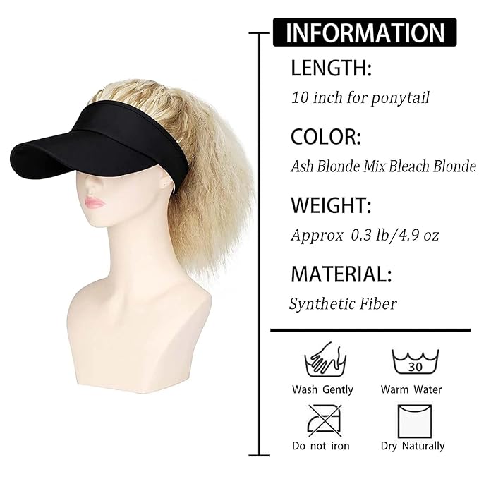 Women's Baseball Hat Wig Visor Hat Wig Wool Short Curly Hair Wig Ponytail Braid Wavy Wig Synthetic Hair Extensions