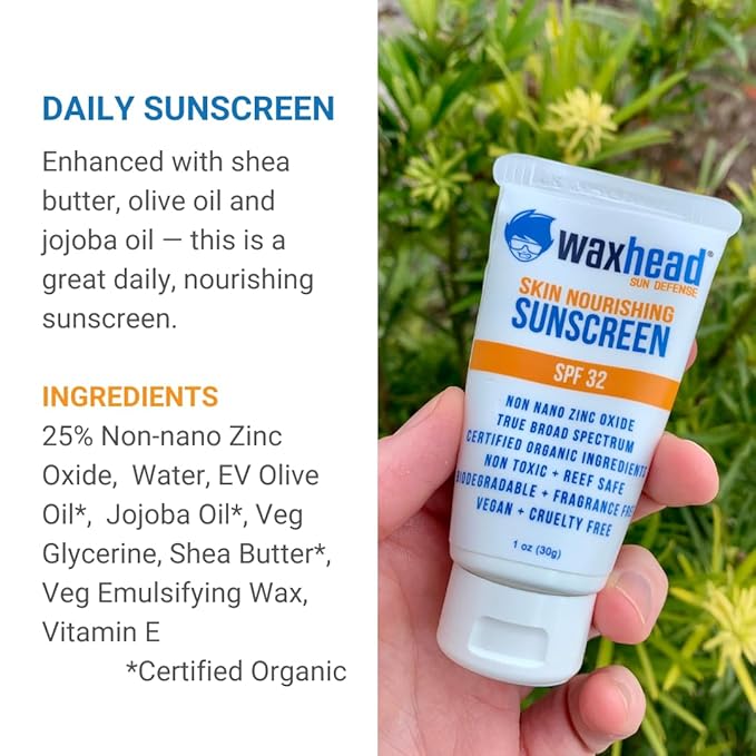 Waxhead Travel Size Sunscreen Sampler Box - Non-Nano Zinc Oxide Coral Reef Safe Biodegradable Sunblock SPF 30. Zinc Lip Balm Solid Mini Paste Tins (.5oz) Tinted Baby + Everyday (1oz) in Canvas Bag
