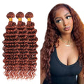 Color #33 Reddish Brown Bundles Human Hair Deep Wave 3 Bundles 14 14 14 Inch Unprocessed Brazilian Virgin Remy Copper Red Deep Curly Bundle Human Hair Extensions