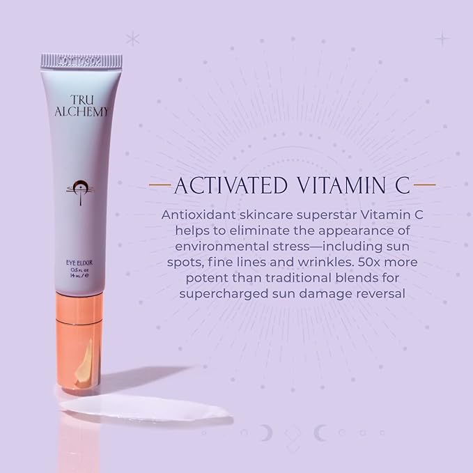 Tru Alchemy Eye Elixir Cooling Eye Treatment Cream - Dark Circle Eye Cream for Puffiness and Bags Under Eyes - Caffeine Hyaluronic Acid Vitamin C