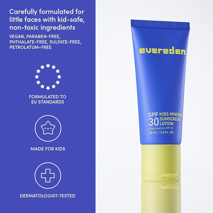 Evereden Kids Daily 1-2-3 Routine Bundle: Clean &amp Vegan Skin Care Set - Hydrating &amp Nourishing Tween Skincare Set with Multi-Vitamin Face Wash Face Cream Lotion &amp SPF 30 Mineral Sunscre
