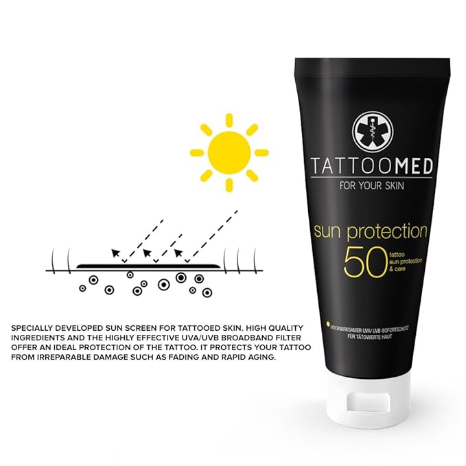 TattooMed Sun Protection SPF50 100ml - tattoo sun protection color protection tattoo care &amp cream by TattooMed