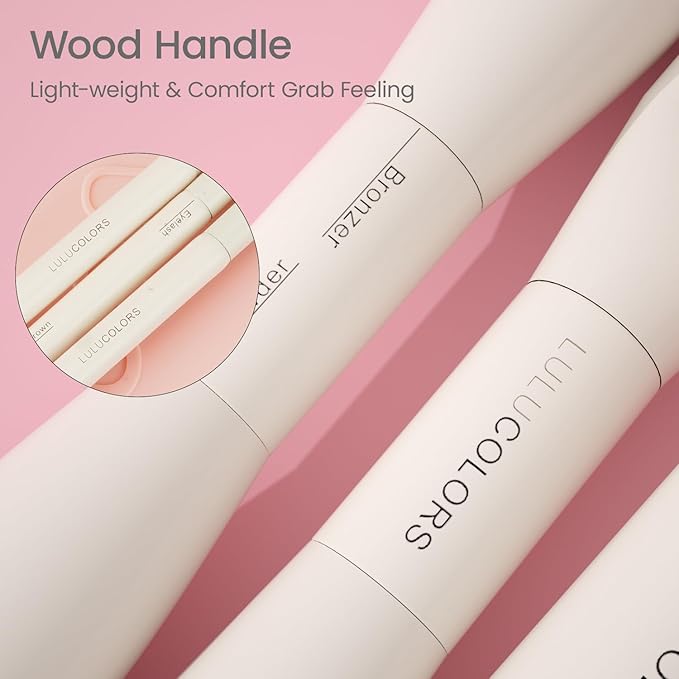 13-in-1 Dual-Ended Makeup Brush Set with Sponge &amp Travel Case ? 7 Multi-Functional Brushes for Face &amp Eyes ? Soft Bristles Wooden Handles ? Available in Cream Green or Pink (Blush Pink)