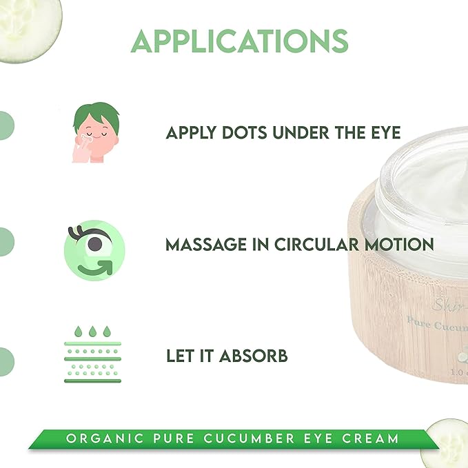 Shira Shir-Organic Pure Cucumber Eye Cream For Dark Circles Eye Puffiness Wrinkles Instant Hydration Anti Aging Eye Cream for All Skin Type (30 ML)