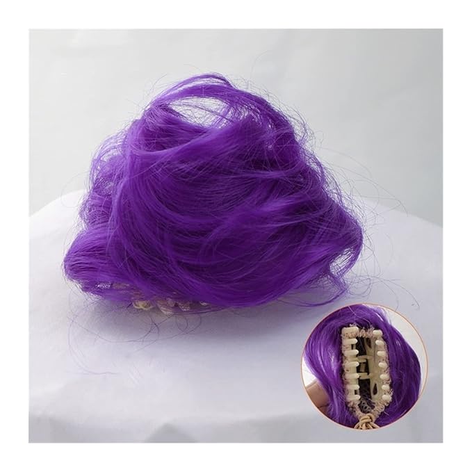 messy bun hair piece 2PCS Cat Ears Hair Donut Chignon Claw Clip in Messy Bun Mini Updo Extensions Wig Accessory Synthetic Hair Bun Ponytail Hairpieces for Women Girls bun hair pieces for women ( Color