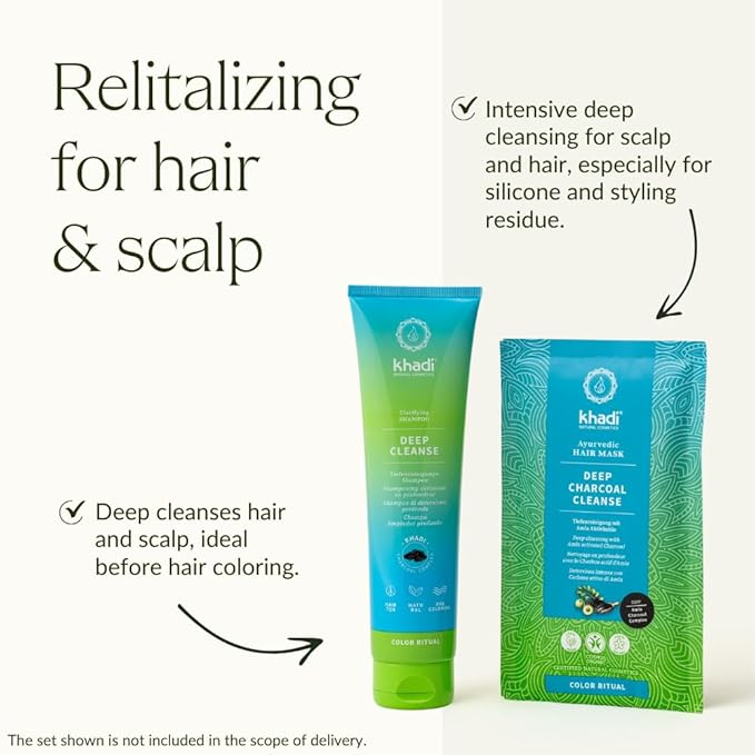 KHADI DEEP CLEANSE Ayurvedic Clarifying Shampoo - Intensive clarifying deep cleansing of hair &amp scalp - 100% natural &amp silicone-free - 5 fl oz