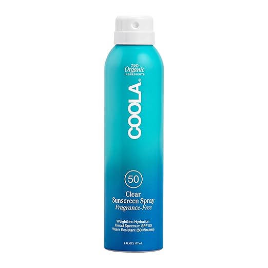 COOLA Organic Sunscreen SPF 50 Sunblock Spray Dermatologist Tested Skin Care for Daily Protection Vegan and Gluten Free Fragrance Free
