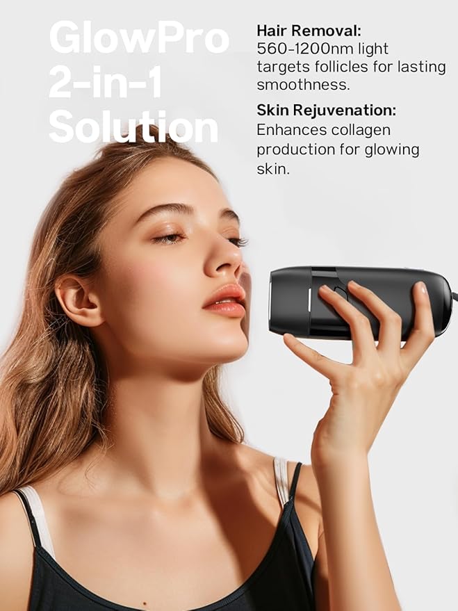 Blex Mini Laser Hair Removal for Women and Men IPL Laser Hair Removal Device 201g Mini-Sized Design 2 in 1 with Skin Rejuvenation Painless at-Home Hair Remover Black