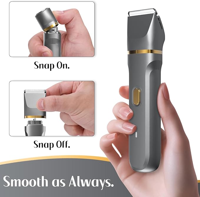 KINGTEE 5-in-1 Electric Bikini Trimmer for Women ? IPX7 Waterproof Shaver Cordless Body &amp Facial Razors for Women Ceramic Blades USB-C Rechargeable Painless Hair Removal Kit (Light Black)