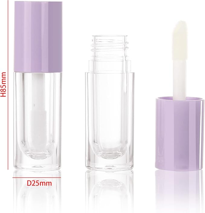 COSIDEA 30pcs Pruple Empty 6ml 0.2oz Lip Gloss Tubes with Big Doe Foot WandRound Lipgloss ContainersConcealer Tube Cosmetic Packing Container Bulk Wholesale