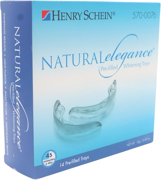 Natural Elegance at-Home Teeth Whitening Kit ? 7 Pairs of Prefilled Trays (Upper &amp Lower) ? Carbamide Peroxide Gel ? Mint Flavor