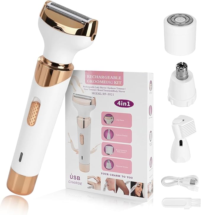 Epilators Hair Removal for Women 4 in 1 Women Face Epilator Facial Eyebrow and Nose Hair Trimmer for All Skin Types Removable and Washable Heads