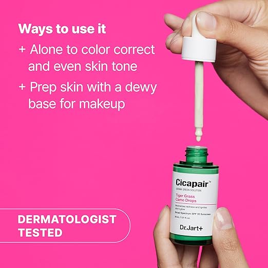 Dr.Jart+ Cicapair Tiger Grass Camo Drops Tinted Serum SPF 35 with Centella Asiatica | Skin Tint | Korean Skin Care Makeup Hybrid 1.01 Fl Oz