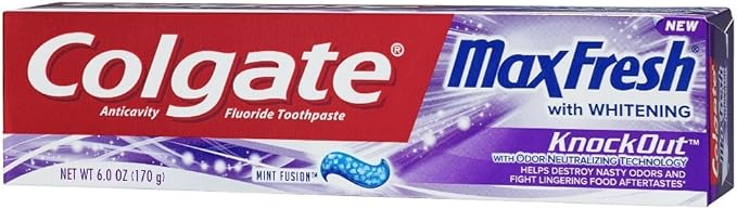 Colgate Max Fresh Toothpaste - KnockOut - With Odor Neutralizing Technology - Net Wt. 6 OZ (170 g) Per Tube - Pack of 4 Tubes