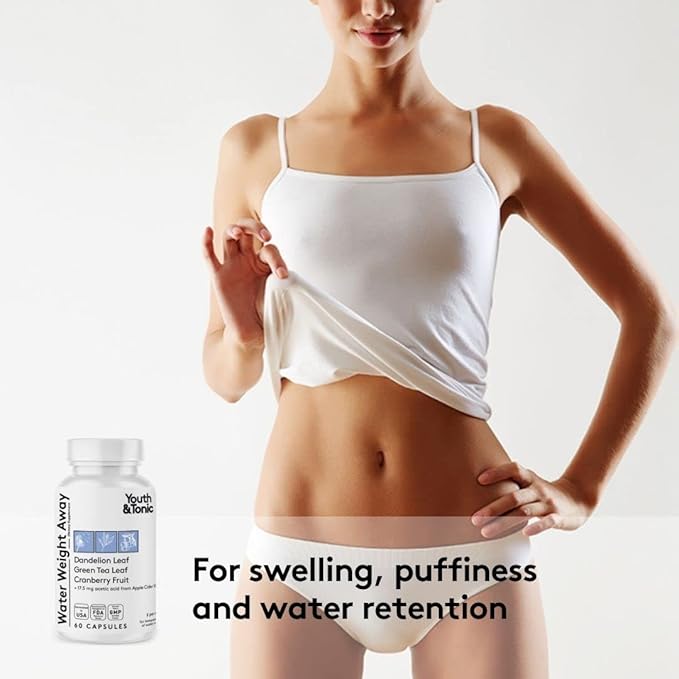 Youth &amp Tonic 3X Belly Bloating Pills for Puffiness Water Debloat Stomach Gut &amp Colon Cleanse Detox | with Liquid Activated Charcoal Coconut &amp Peppermint Oil Senna Leaf &amp More | 1