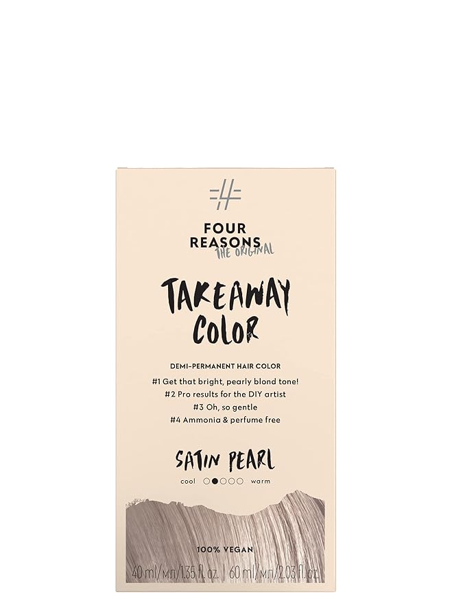 Four Reasons Original Takeaway Color - Satin Pearl ? 9.02 Bright Pearl Blonde - Demi-Permanent Hair Color - Ammonia-Free and Fragrance-Free Hair Dye - 100% Vegan &amp Cruelty Free