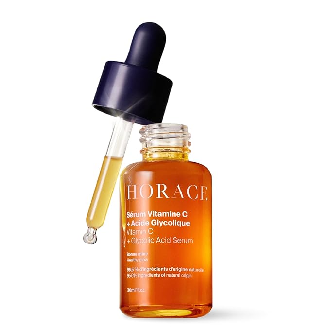 HORACE Vitamin C + Glycolic Acid Face Serum for Men ? Brightening Facial Treatment for Dull Skin Radiance Boost and Even Complexion ? Skincare for All Skin Types ? Unscented 30ml