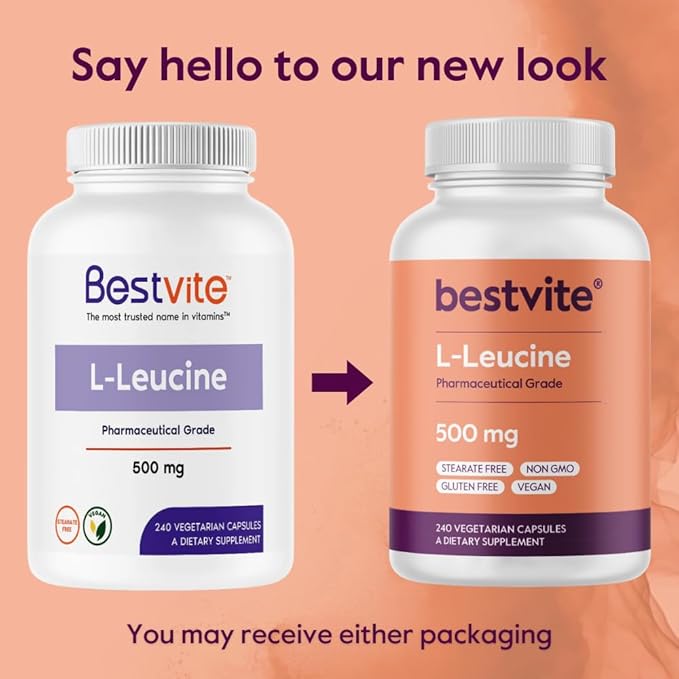 BESTVITE Filler-Free L-Leucine 500mg per Capsule (480 Vegetarian Capsules) (240x2) ? No Stearates No Fillers ? Vegan Non-GMO Gluten-Free Leucine Supplement ? Essential Amino Acid Supplement
