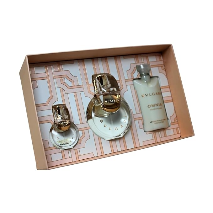 BVLGARI Omnia Crystalline 3-Piece Set for Women (3.4 Oz Eau De Toilette Spray + 0.5 Oz Eau De Toilette Spray + 2.5 Oz Body Lotion)