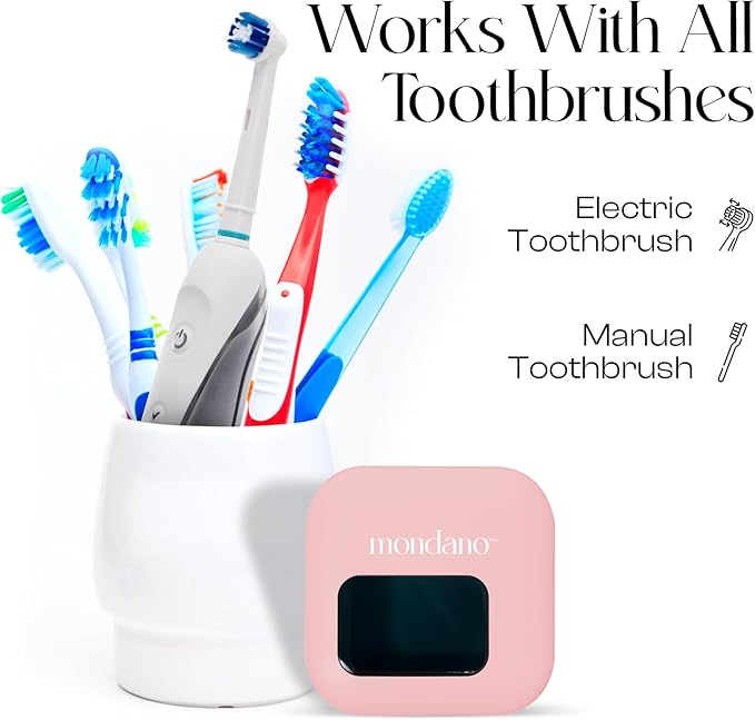 Mondano UV-C Toothbrush Sanitizer and Holder Toothbrush Case - Manual/Electric Toothbrush Cover for Any Toothbrush Head - Rechargeable Toothbrush Travel Case Tooth Brush Cover Cap for Home
