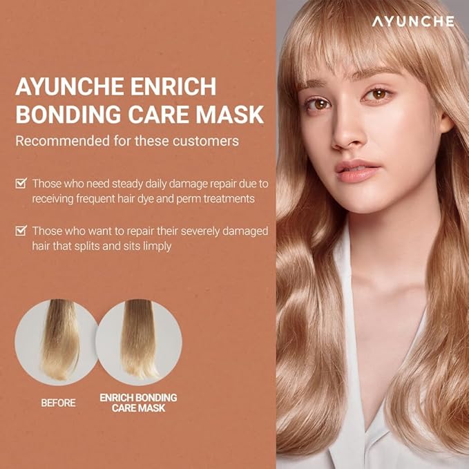 AYUNCHE Enrich Bonding Hair Mask 6.7 fl oz ? Intensive Bond Repair Deep Moisture &amp Elasticity Boost Nourishing Treatment for Dry Damaged &amp Color-Treated Hair