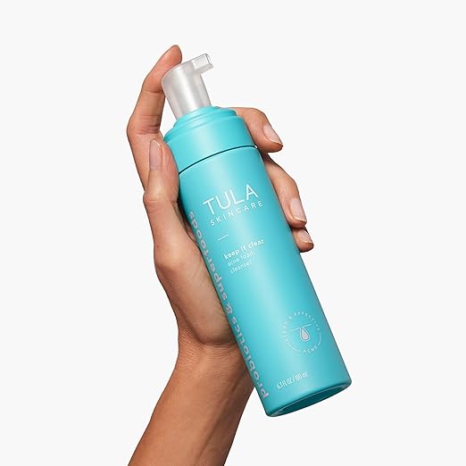 TULA Skin Care Keep It Clear - Acne Foam Cleanser Contains Salicylic &amp Azelaic Acid &amp Probiotics Clears &amp Soothes Acne Brightens Past Blemish Marks 6.3 fl oz.