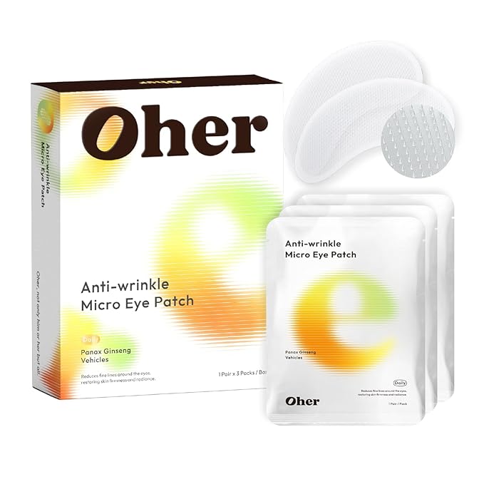 Oher Hyaluronic Acid Dissolving Micro-Pillar Eye Patches for Under-Eye Wrinkles &amp Dryness Intense Plumping &amp Long-Lasting Hydration - 3 Pairs
