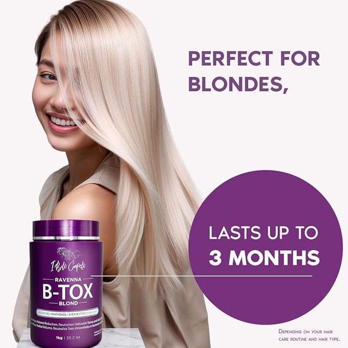 I Belli Capelli Ravenna Hair B-tox Treatment for Blond Hair Formaldehyde-Free- Cirugia Capilar Para el Cabello- Anti-Frizz Smoothing- 35.2 oz(1kg) 2 units