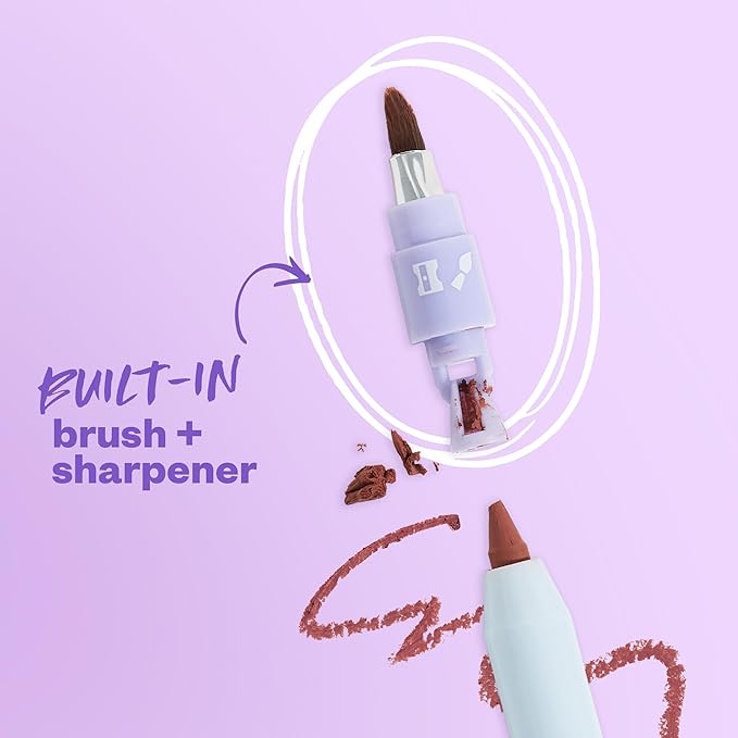 Kosas Hotliner Retractable Lip Liner Pencil with Built-In Brush &amp Sharpener - Easy Contouring Hydrating Long-Lasting - Pigmented Creamy Texture for Plumping Lips - Hyaluronic Acid &amp Konjac -