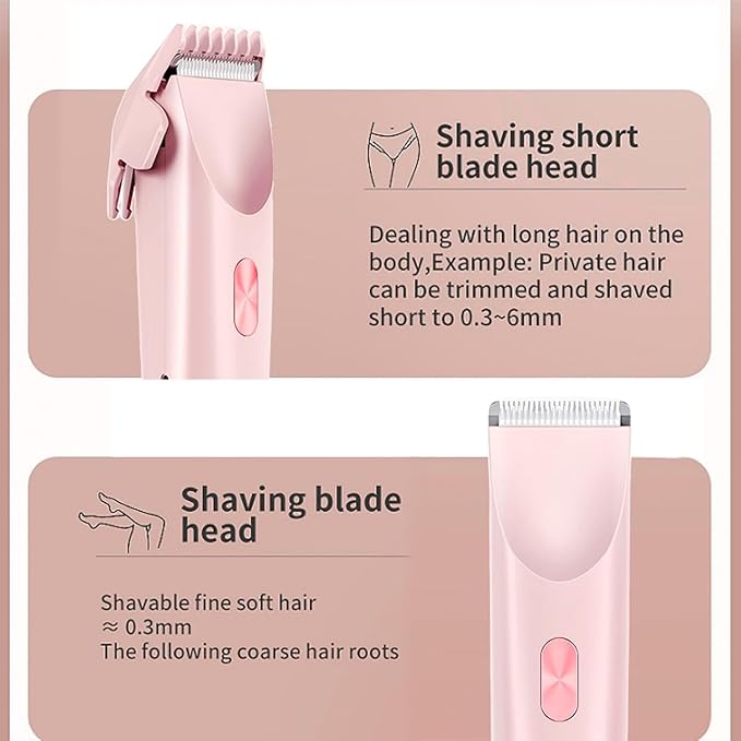 Electric Bikini Trimmer Tools for WomenIpx7 WaterproofDouble Head Detachable Shavers Razors for Facial Face Chin Underarm Eyebrow (Pink)