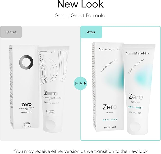 Something Nice Zero Toothpaste - 10% Nano Hydroxyapatite Toothpaste Fluoride Free Remineralizing Enamel Repair and Natural Whitening Suitable for Sensitive Teeth Adults &amp Kids Oral Care Mint
