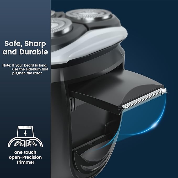 Electric Razor for Men Electric Shaver for Men Waterproof/Rechargeable/LED Display Men?™s Shavers Wet &amp Dry Rotary Shavers Gift for Dad Husband Boyfriend (Navy Blue)