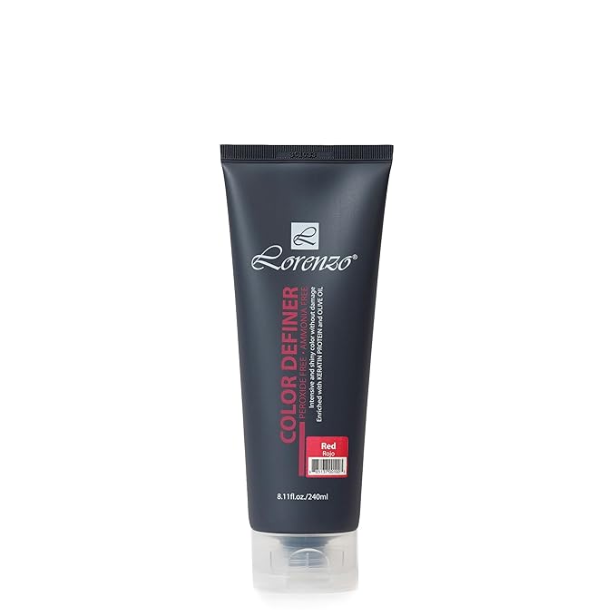 L Lorenzo Color Definer Cellophane 8.11fl.oz/240ml | Peroxide &amp Ammonia Free | Glossy hair Brilliant color without Damaged Hair | Stain Remover Inside (Red 240ml / 8.11Fl.Oz)