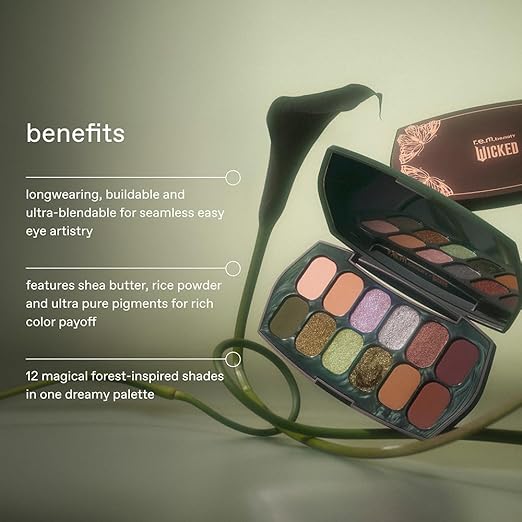 r.e.m. beauty by Ariana Grande Wicked: For Good | Ozian Forest Eyeshadow Palette | Highly Pigmented Blendable Eye Shadows | Mix of Matte Duo-Chrome Shimmer and Glitter Formulas | 12 Shades