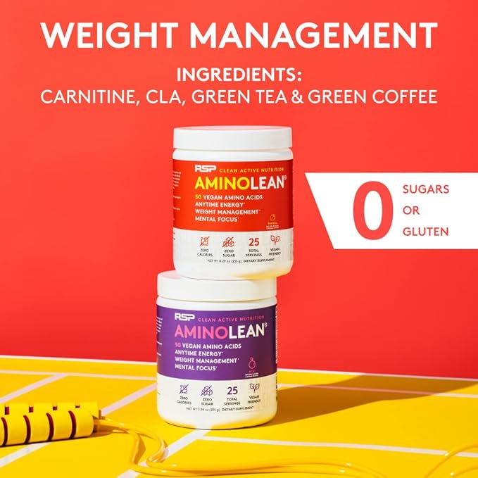 RSP Vegan AminoLean ? All-in-One Natural Pre Workout Amino Energy Weight Management with BCAAs Complete Vegan Preworkout Powder Pineapple Coconut