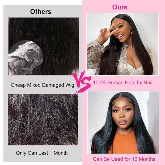 BELE 13x4 Lace Front Wigs Human Hair 24 Inch 200% Density Pre Plucked Brazilian Virgin Straight Skinlike Real Hd Lace Frontal Wigs Human Hair Glueless Straight Lace Front Wigs for Women Natural Color