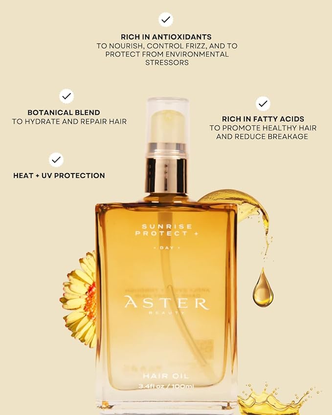 Hair Oil for Frizz Control &amp Shine Sunrise Protect + Hair Oil |Daily Lightweight Treatment with Jojoba Coconut &amp Argan Oil ? Multi-Use for All Hair Types (3.4 oz)