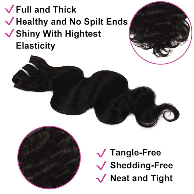 14 Inch Clip in Hair Extensions Real Human Hair Natural Black Clip in Extensions For Wamen Body Wave Human Hair Clip ins 8Pcs 110g